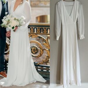 NWOT My Whole Heart White Long Sleeve Wrap Dress